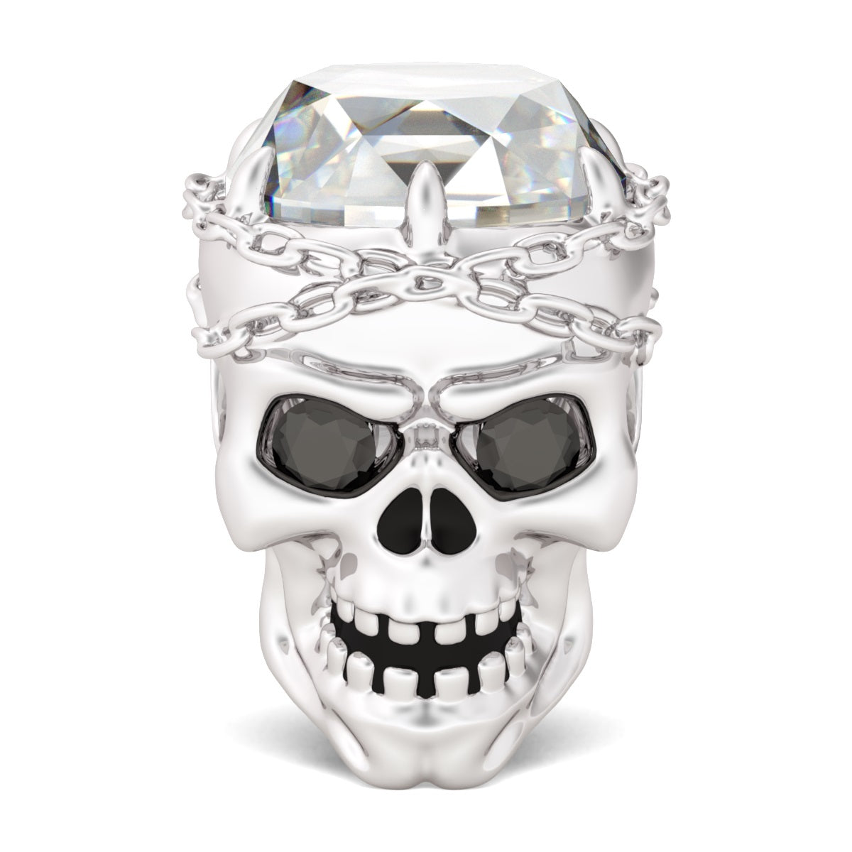 Gnoce "Shackles of love" 925 Sterling Silver Skull Cubic Zirconia Charm Fit Pandora Bracelet_1