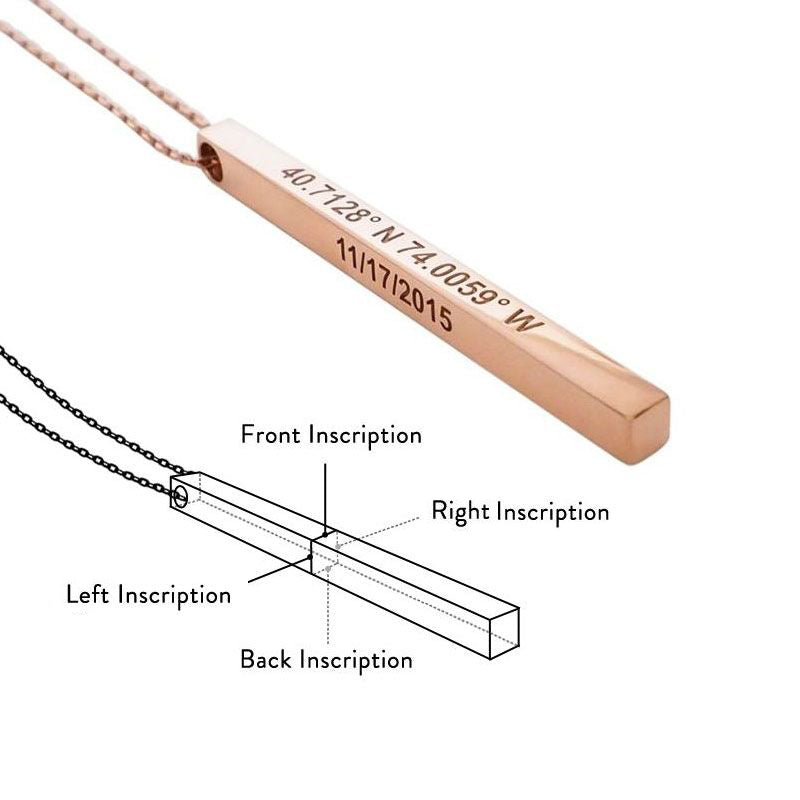 Gnoce "All of Me Loves All of You" 925 Sterling Silver Engravable Vertical Bar Necklace 18K Gold/Rose Gold Plated_2