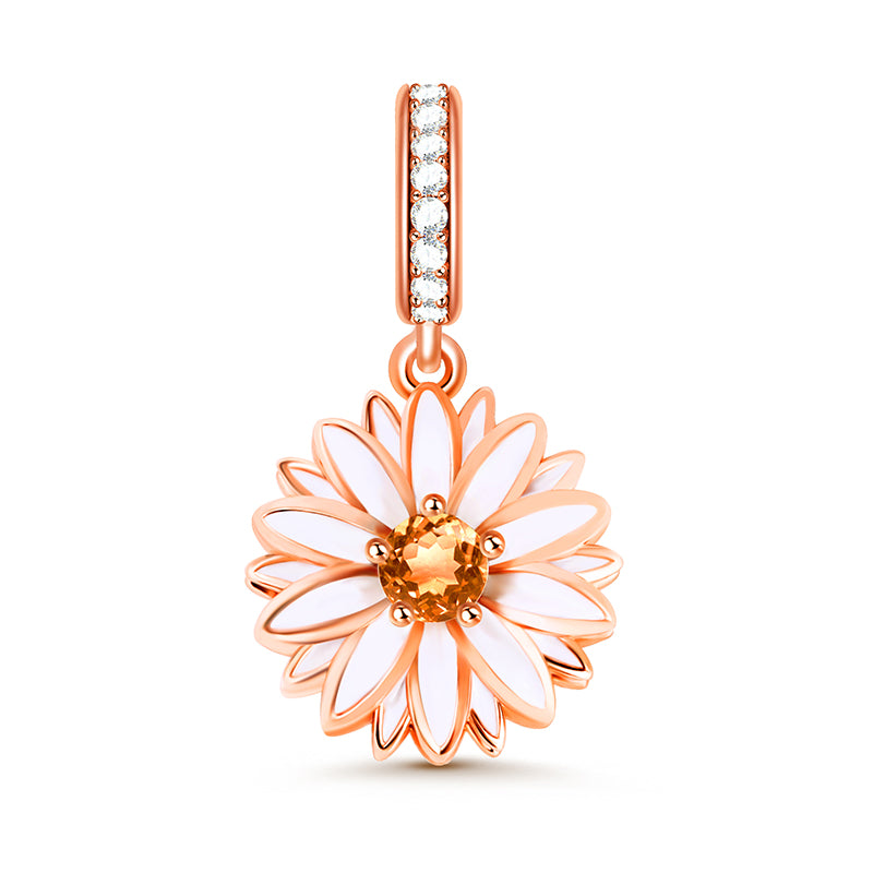 Gnoce "Cheerfulness" Daisy Flower Charm Pendant 18k Rose Gold Plated sterling silver_1