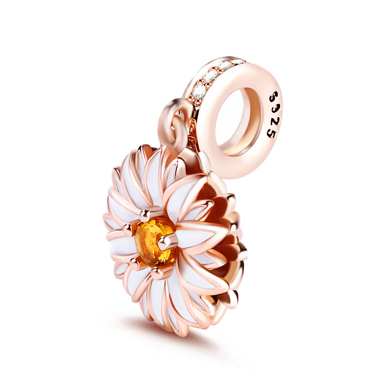 Gnoce "Cheerfulness" Daisy Flower Charm Pendant 18k Rose Gold Plated sterling silver_2