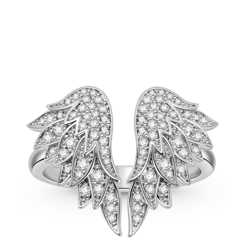 Wing Ring Sterling Silver inlaid with Crystal Stones_1