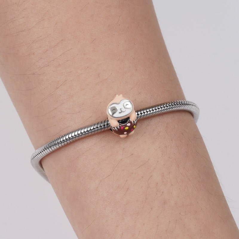 Sloth Donut Charm Bead Sterling Silver_3
