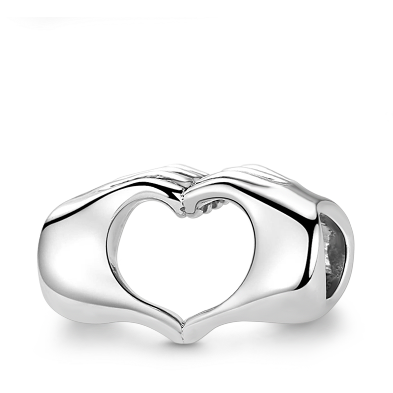 Gnoce 'Forever in Our Hearts' 925 Sterling Silver Finger with Heart Bead Charm Mother's Day Gift_1