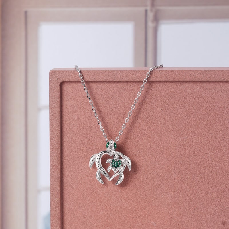 Turtle " I love you forever" Parent-child Necklace Mother's Day and Father's Day Gift_4
