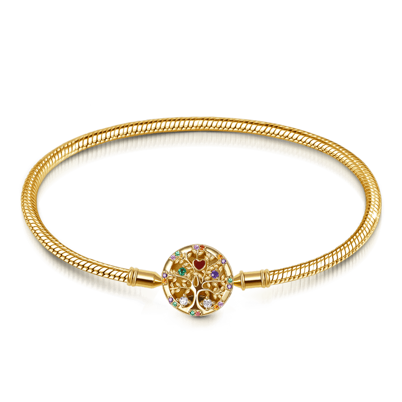 Tree of Life Bracelet Sterling Silver 18K Gold Plated Inlaid with Colorful Stones_1