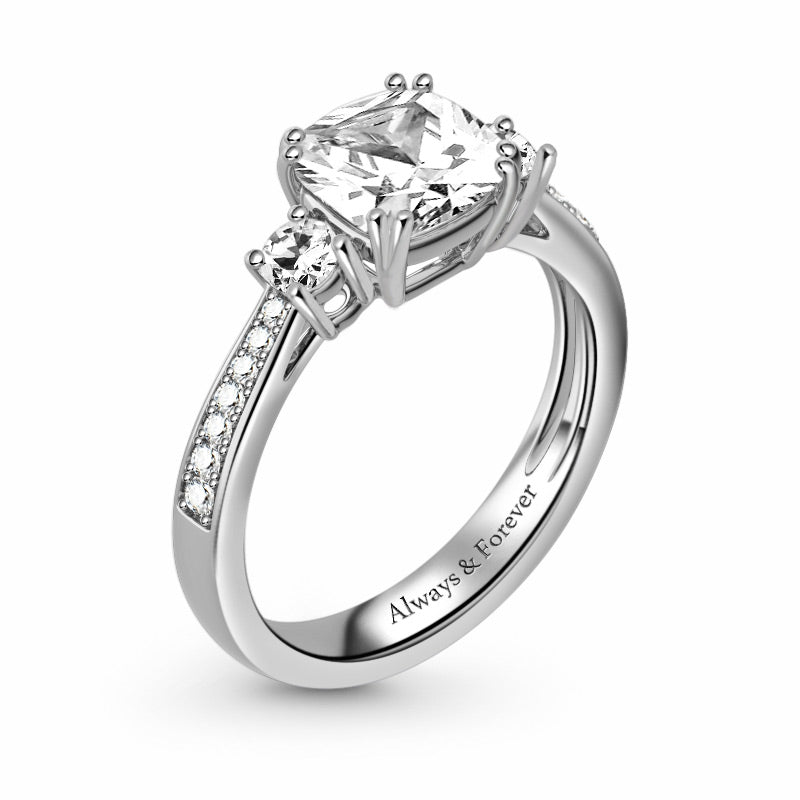 Gnoce "My Only" Silver Cushion Cut Duchess Customized Ring With Cz_2