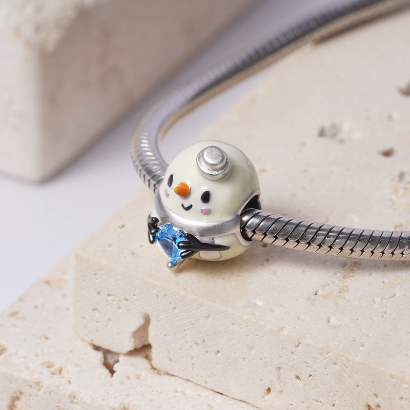 Snowman Embraces Heart Gemstone Charm Bead Sterling Silver_2