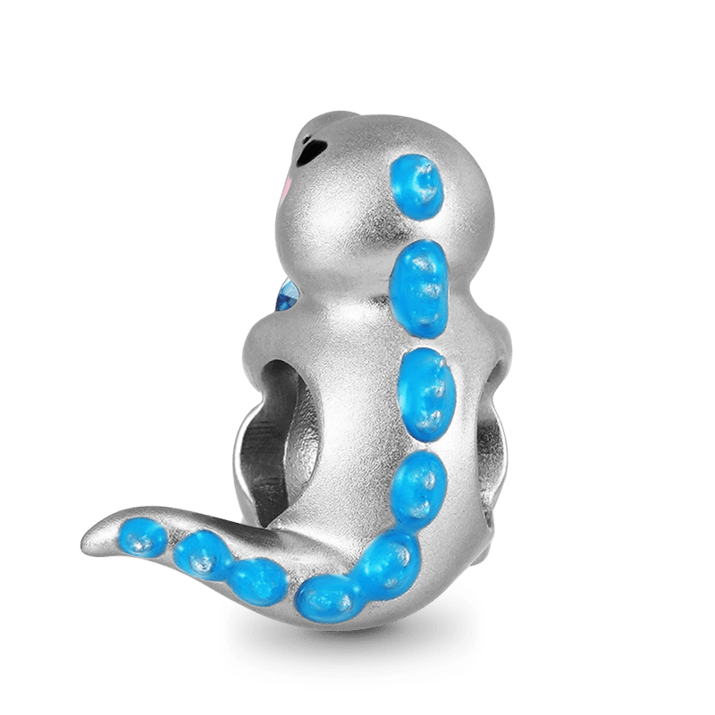 Dinosaur Embraces Heart Gemstone Charm Bead Sterling Silver_2