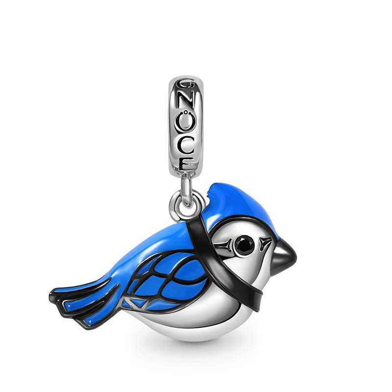 Blue Jay Pendant Dangle Charm 925 Sterling Silver Lucky Bird_1