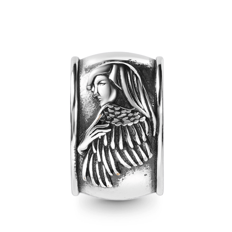 Angel & Burning Heart Men's Vintage Bead S925 Sterling Silver with Gift Copper Black Leather Men's Bracelet Jewelry for Men_2