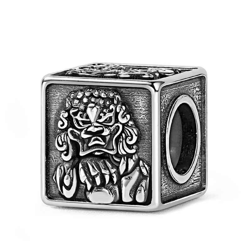 Dancing Lion Men's Vintage Bead S925 Sterling Silver with Gift Copper Black Leather Men's Bracelet Jewelry for Men_2