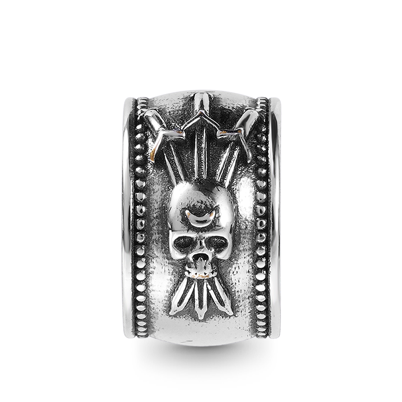 Skull Swords Snake Vintage Bead & Customized Classic Beads S925 Sterling Silver with Gift Copper Black Leather Men's Bracelet Jewelry for Men_2