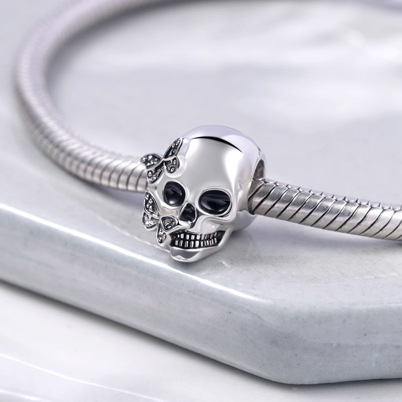 Butterfly Skull Charm Bead 925 Sterling Silver_2