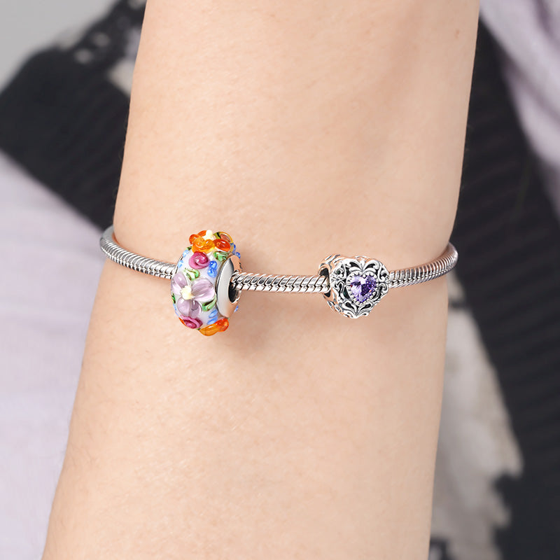 Colorful Flowers Charm Bead 925 Sterling Silver_3