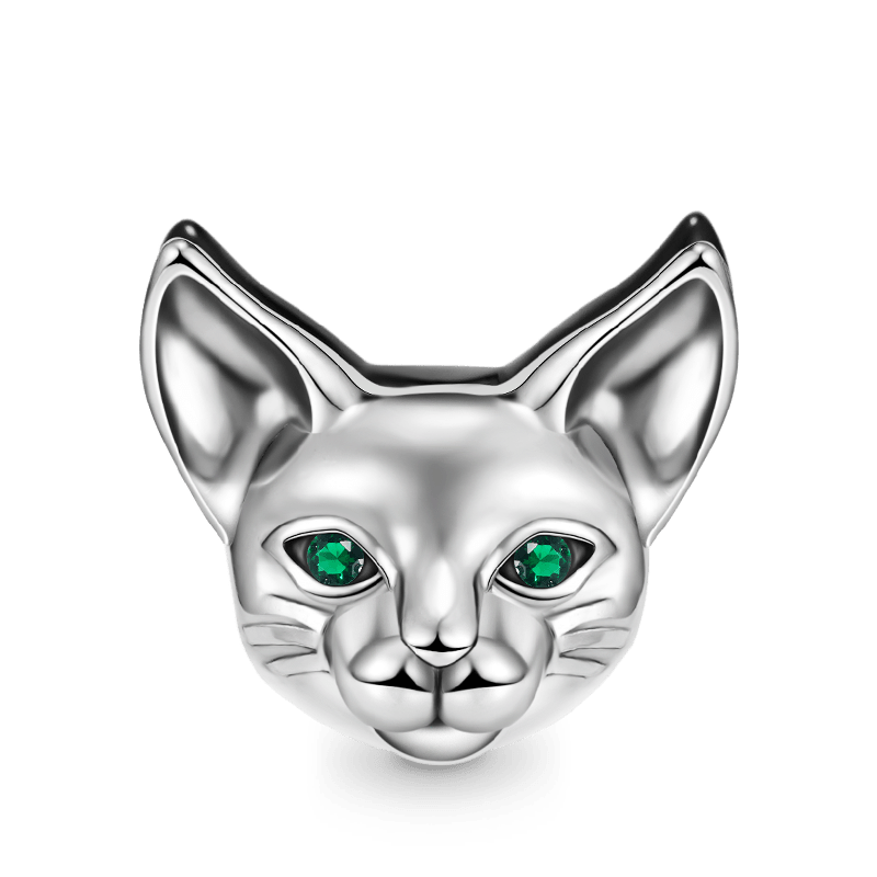 Double Sided Cat Charm Bead 925 Sterling Silver_2