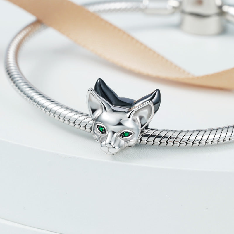 Double Sided Cat Charm Bead 925 Sterling Silver_4