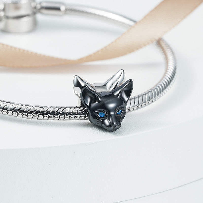Double Sided Cat Charm Bead 925 Sterling Silver_5