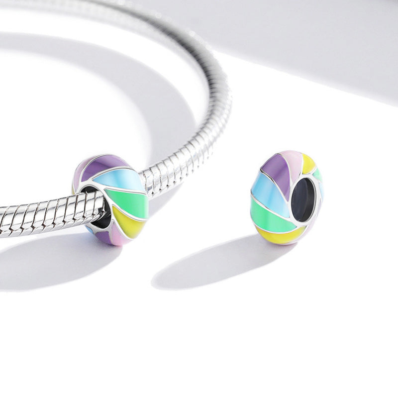 Rainbow Stopper for Charm Bracelets 925 Sterling Silver with Colorful Enamels_2