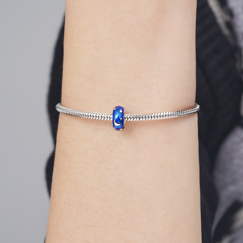 Azure Starry Sky Stopper for Charm Bracelets 925 Sterling Silver with Enamels_3