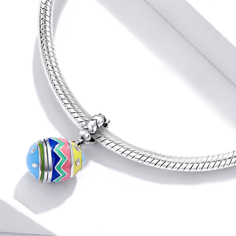Easter Egg Pendant Charm Openable with Heart Dangle 925 Sterling Silver Colorful Enamels_3