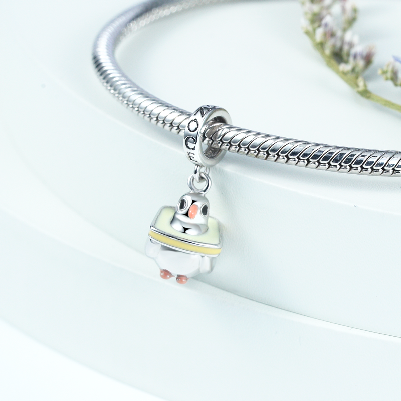 “I Love Bread” Pigeon Pendant Dangle Charm 925 Sterling Silver_2