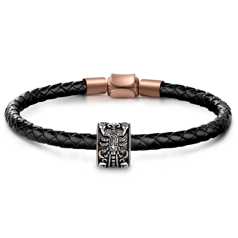 Scorpion Men's Vintage Bead S925 Sterling Silver with Gift Copper Black Leather Men's Bracelet Jewelry for Men_1