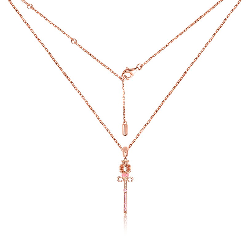 Gnoce "Triumph over Evil"  Sailor Moon Wand Necklace Sterling Silver 18k Rose Gold Plated Adjustable Chain_2