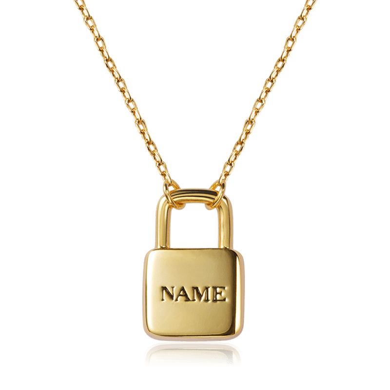 Custom Engravable Lock Necklace Sterling Silver 18K Gold Plated_1