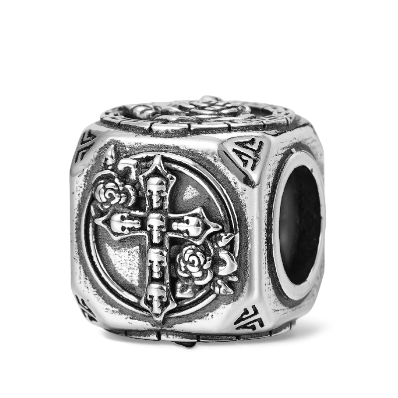 Rose Skull Cross Vintage Bead & Customized Classic Beads S925 Sterling Silver with Gift Copper Black Leather Men's Bracelet Jewelry for Men_2