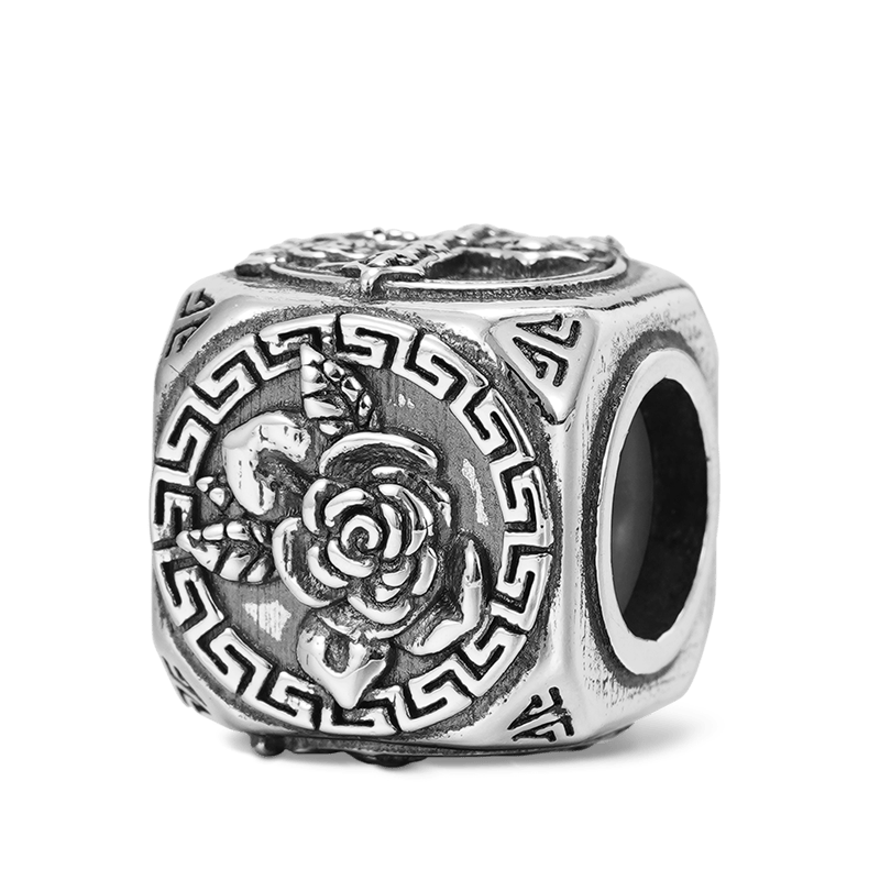 Rose Skull Cross Vintage Bead & Customized Classic Beads S925 Sterling Silver with Gift Copper Black Leather Men's Bracelet Jewelry for Men_3