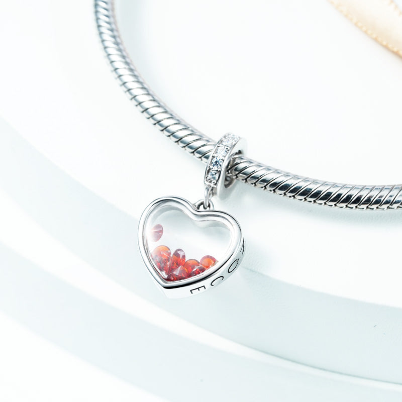 Heart-shaped Birthstone Pendant Dangle Charm 925 Sterling Silver_2