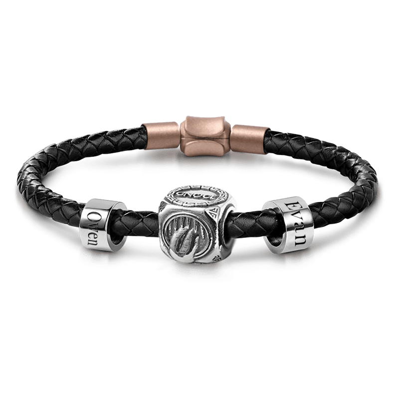 Eye Vintage Bead & Customized Classic Beads S925 Sterling Silver with Gift Copper Black Leather Men's Bracelet Jewelry for Men_1