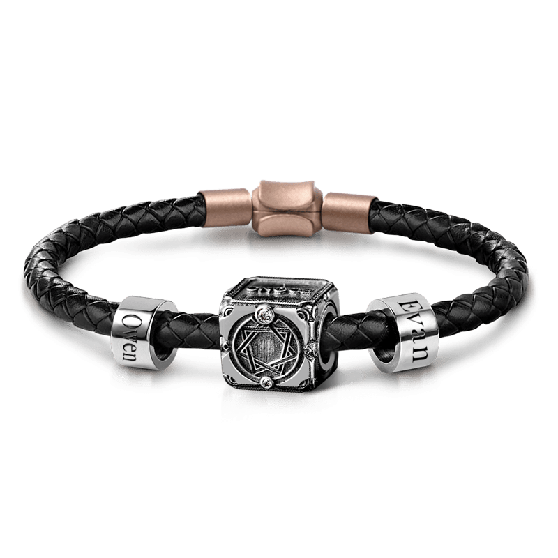 Sword and Skeleton Vintage Bead & Customized Classic Beads S925 Sterling Silver with Gift Copper Black Leather Men's Bracelet Jewelry for Men_1