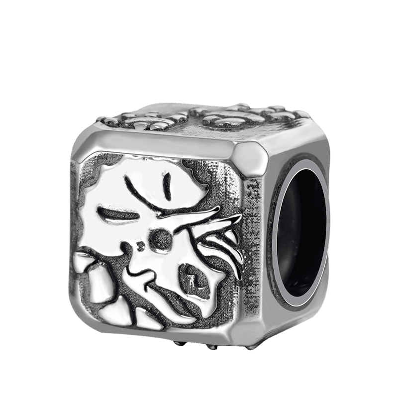 Triceratops Vintage Bead & Customized Classic Beads S925 Sterling Silver with Gift Copper Black Leather Men's Bracelet Jewelry for Men_2