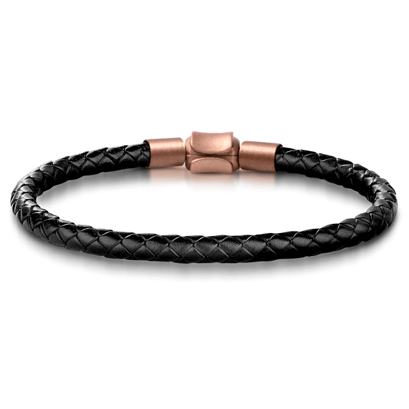 Grenade Vintage Bead S925 Sterling Silver with Gift Copper Black Leather Men's Bracelet Jewelry for Men_3