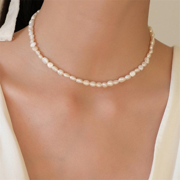 Elegant Pearl Choker Necklace Copper with 18K Gold Plated_5