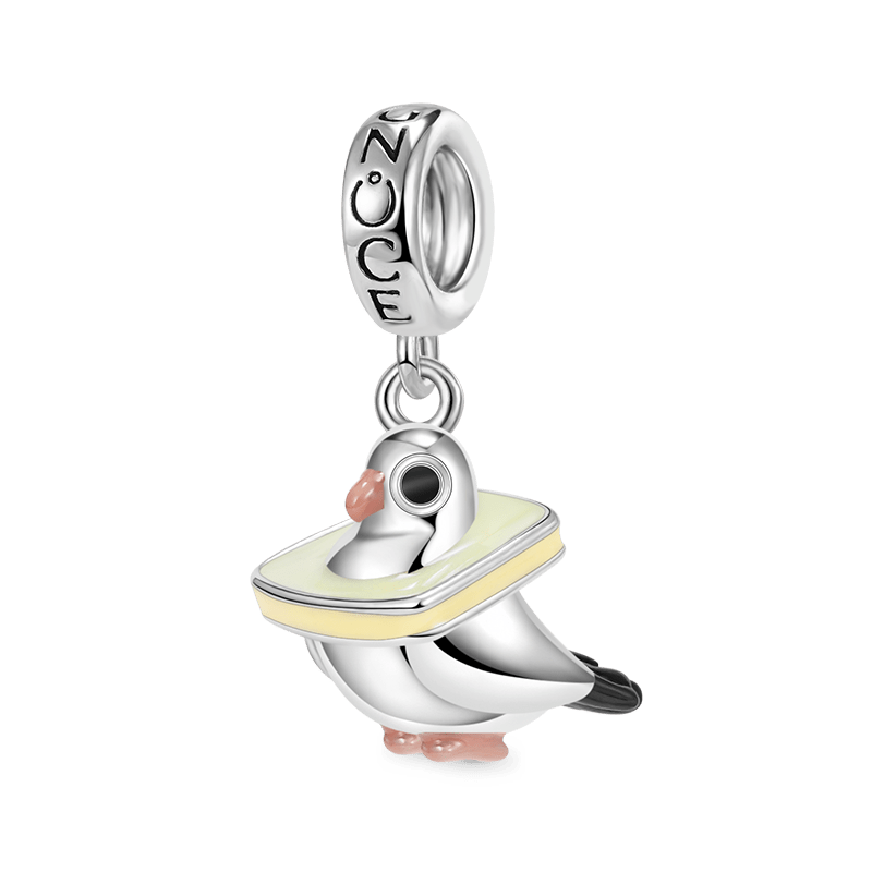 “I Love Bread” Pigeon Pendant Dangle Charm 925 Sterling Silver_1