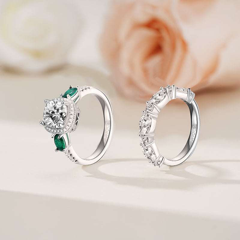 Gnoce Vintage Square-cut & Eternity Band Ring Set_5