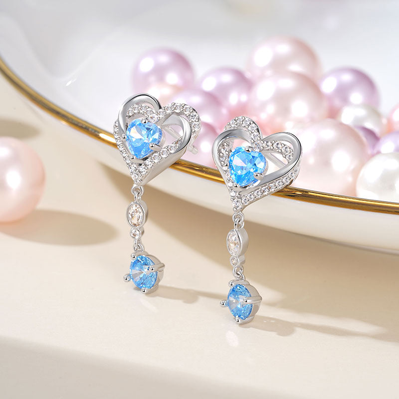 Gnoce Elegant Triple Heart Encircled Dangle Earrings_2