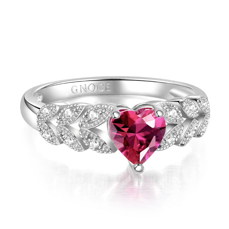 Gnoce Three Prong Heart Cut Garnet Engagement Ring_2