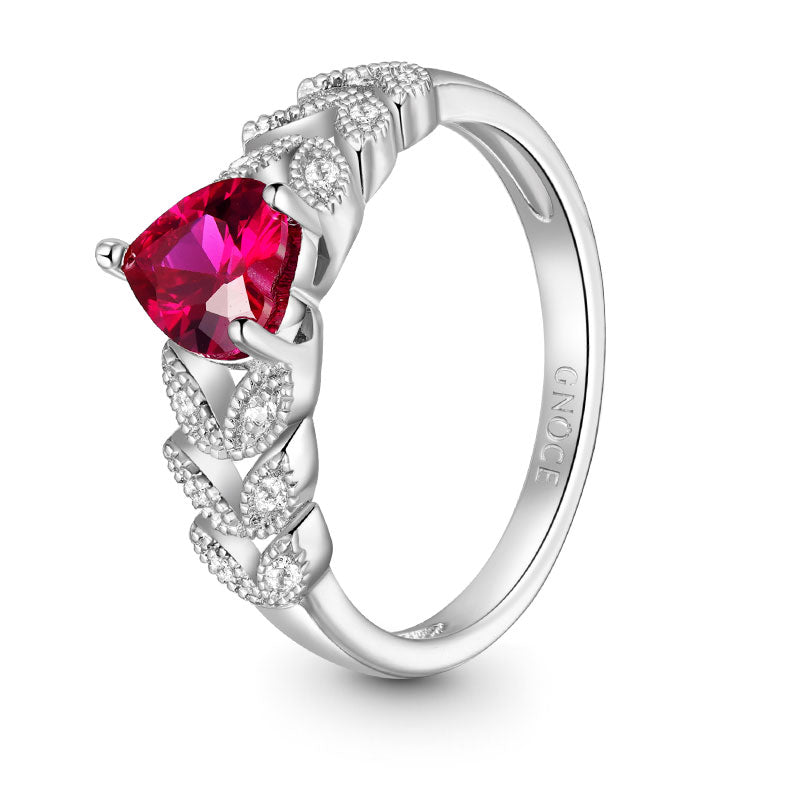 Gnoce Three Prong Heart Cut Garnet Engagement Ring_3