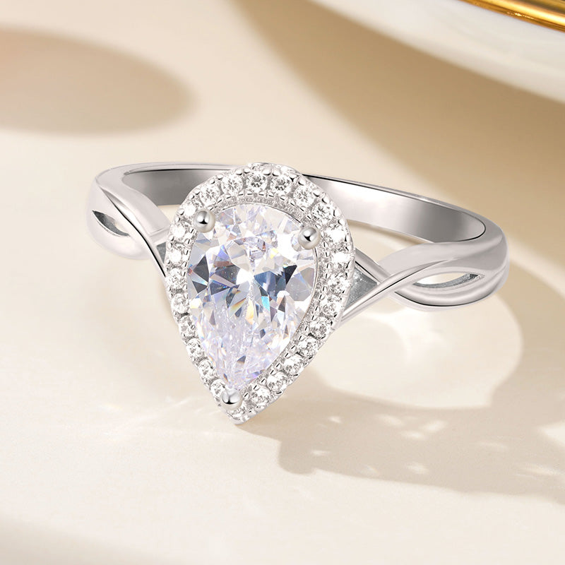 Gnoce Crossover Pear Halo Engagement Ring_4
