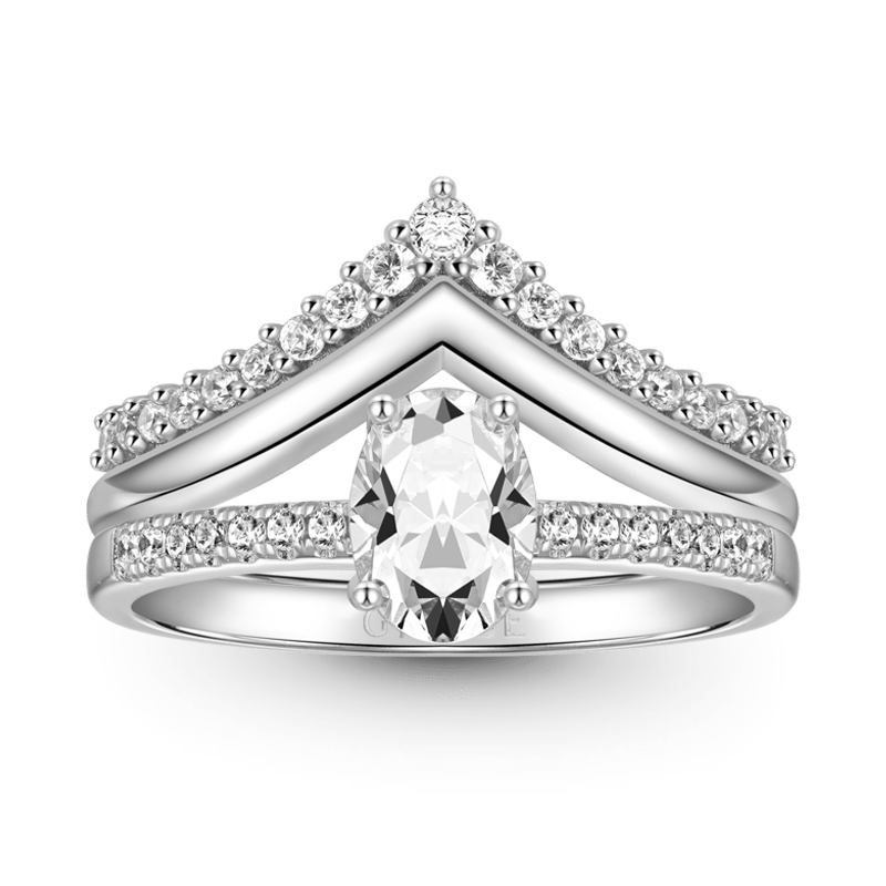 Gnoce Classic Oval Cut Wishbone Stackable Ring Set_1