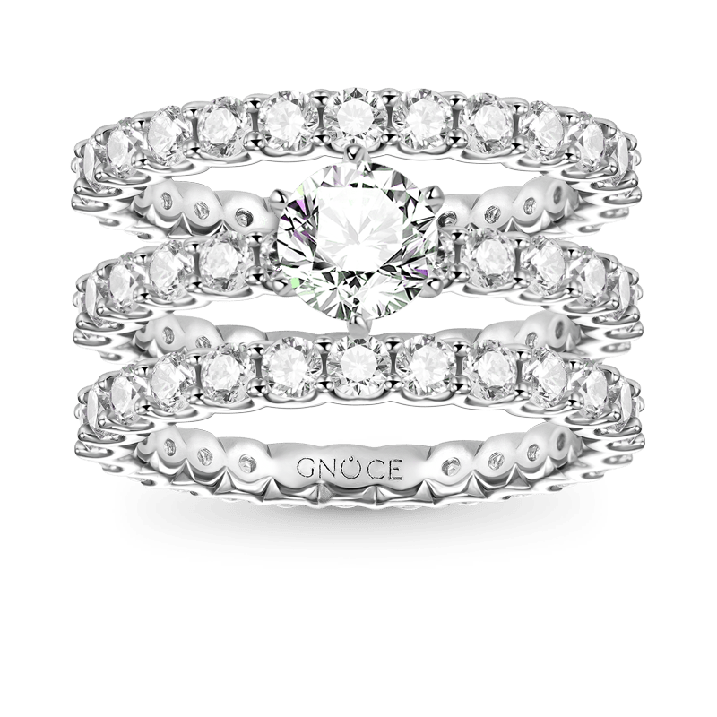 Gnoce Sparkling Round Cut Stackable Ring Set_1