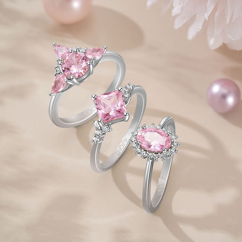 Gnoce Sparkling Triple Pink Stackable Ring Set_6