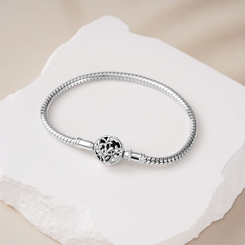 Gnoce Sparkling Floral Basic Snake Chain Bracelet_3