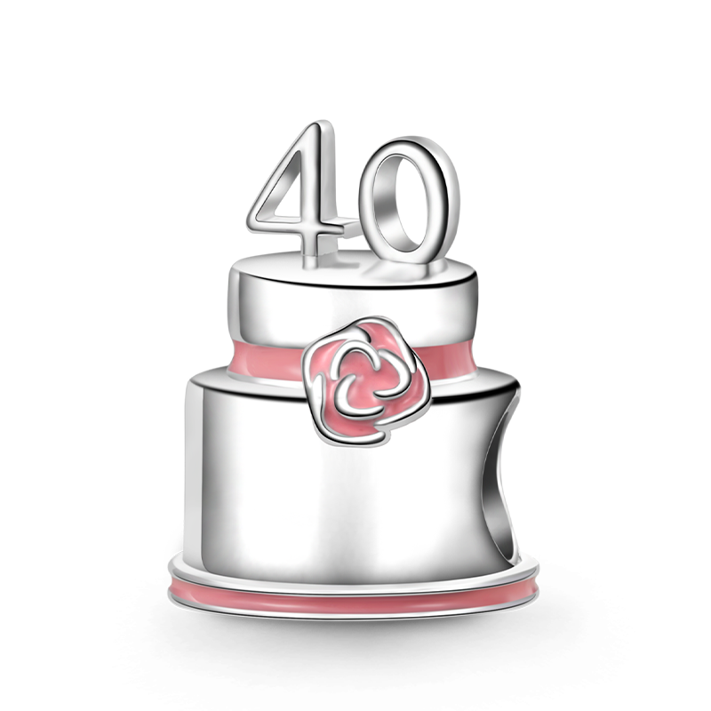 Gnoce Happy "40th Birthday Cake" with Flower Charm_1