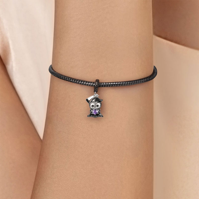 Grim Reaper Embraces Heart Gemstone Pendant Dangle Charm 925 Sterling Silver_4