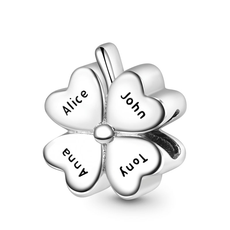 Gnoce Lucky Four-leaf Clove Engravable Charm_2