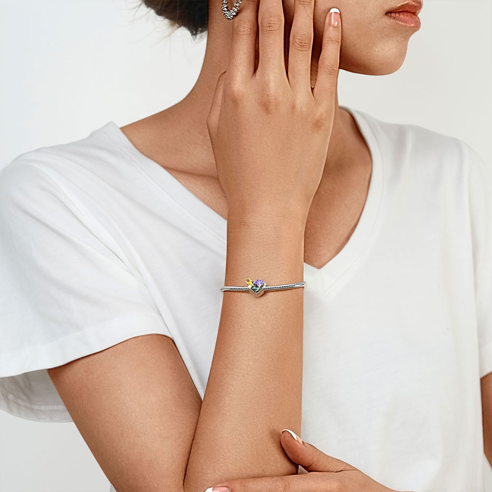 Gnoce Birthstone Flower Hollow Heart Charm_4